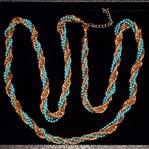 Gold and Teal Necklace